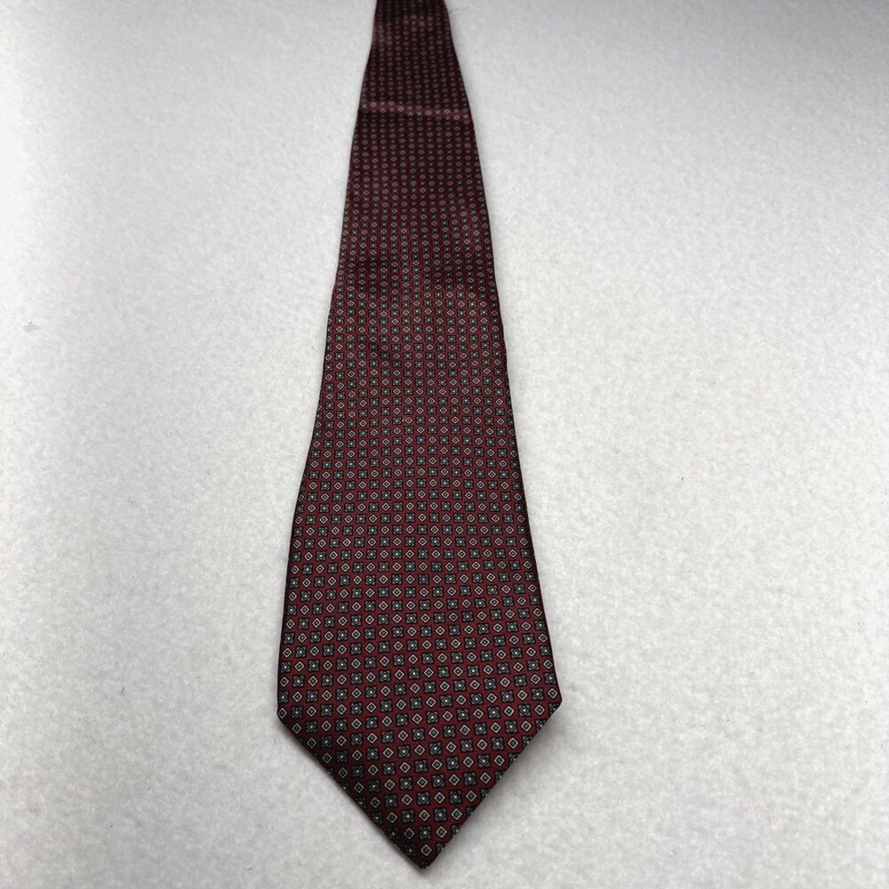 Venezia Men's 100% Silk Burgundy Geometric Necktie Made in Italy Classic Tie